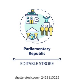 Parliamentary republic multi color concept icon. Federal government policy. Political parties, senate lawmakers. Round shape line illustration. Abstract idea. Graphic design. Easy to use