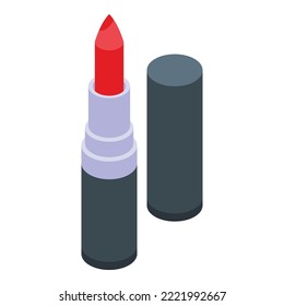 Icono de lápiz labial isométrico vectorial. Salón de pelo. Spa de maquillaje