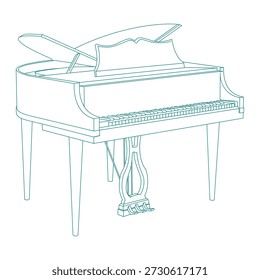 Parlor piano with clipping path line art vector.