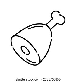Parma ham doodle icon. Hand drawn black sketch. Vector Illustration.