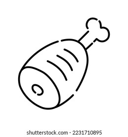 Icono del doodle de jamón de Parma. Esbozo negro dibujado a mano. Ilustración vectorial.