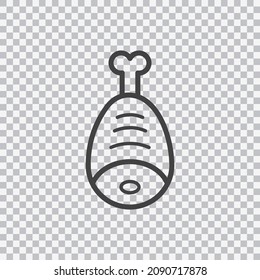 Icono de contorno de jamón de Parma. Vector aislado sobre fondo transparente.