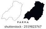 Parma map outline and black silhouette vector