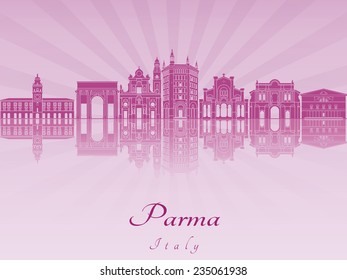 Parma skyline in purple radiant orchid in editable vector file
