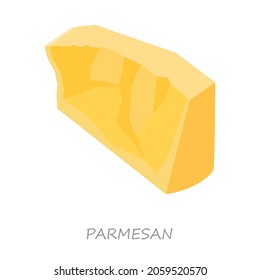 Queso parmesano aislado de fondo blanco. Vector