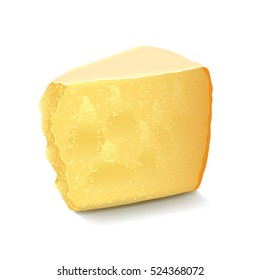 Parmesan cheese isolated on white photo-realistic vector illustration