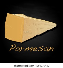 Parmesan cheese pieces isolated. Closeup of italian classic cuisine condiment.