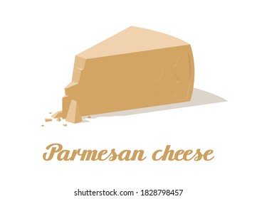 Parmesan cheese. Realistic cheese on white background. Vector illustration