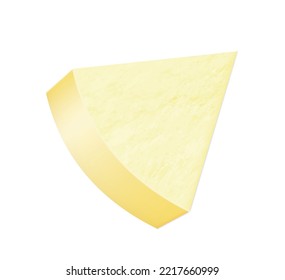 Parmesan-Käse-Dreiecksstück realistisch einzeln auf weißem Hintergrund. Parmiganio Block alten fetten Hartkäse Milchprodukte, italienische Küche. Vektorgrafik