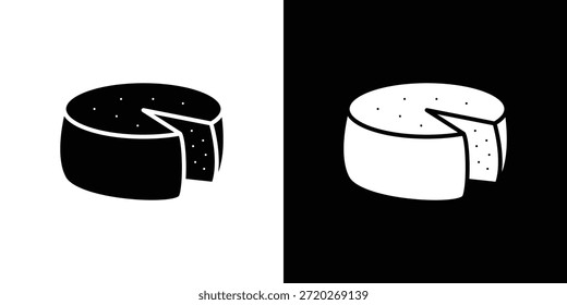 Icono de parmesano. Icono de diseño plano simple en blanco y negro