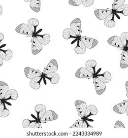 Parnassius mnemosyne butterfly  seamless pattern