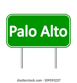 Paro Alto green road sign isolated on white background.