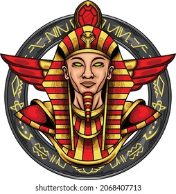 Paroah illustration with egyptian style drawing