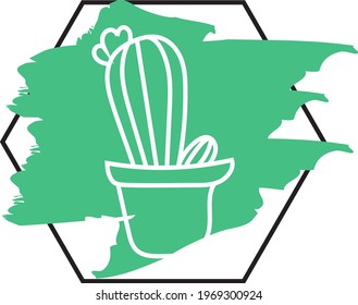 Parodia cactus in a pot, icon illustration, vector on white background