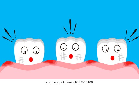 parodontosis, gingival inflammation, teeth. childrens vector illustration.