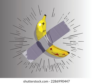 parody banana in the wall with a stickers 