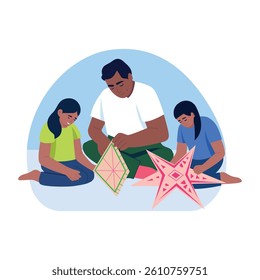 A parol making characters illustration in flat style
