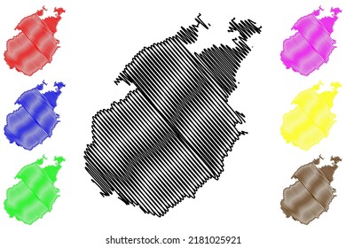 Paros island (Aegean Sea, Hellenic Republic, Greece) map vector illustration, scribble sketch Paros map