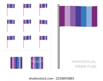 Parosexual Pride Flag Waving Animation App Icon Vector