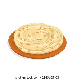 Parotta, paratha or Porotta is a Subcontinental layered flatbread made from Maida or Atta vector illustration