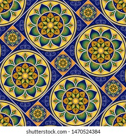 Parquet floor tile pattern vector seamless with ceramic print. Vintage mosaic motif texture. Deruta majolica background for kitchen floor or bathroom floor wall.