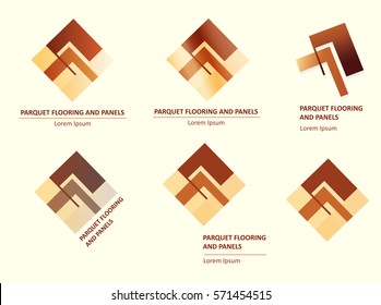 Parquet flooring and panels. Set of logos.