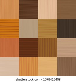 Parquet FloParquet floor. Different types of wood, glazes, textures, patterns - vector illustration of flooring samples - seamless extension of wooden checkerboard segments in all directions possible.
