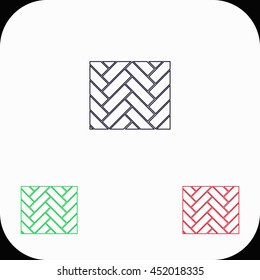 Parquet Illustration set. Blue, green, red icon.