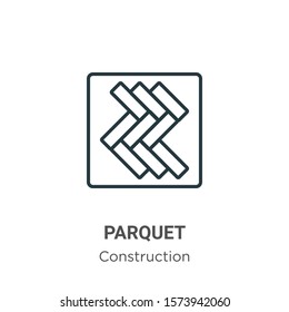 Icono vectorial de contorno de parqué. Icono de parqué negro en línea delgada, ilustración de elemento simple vector plano del concepto de construcción editable aislado en fondo blanco