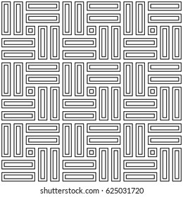 Parquet pattern. Basket weave motif. Braiding stripes ornament wallpaper. Seamless surface pattern design with black polygons. Digital paper for textile print, web designing. Ethnic embroidery art.