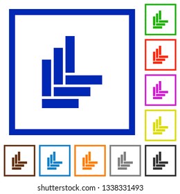 Parquet pattern flat color icons in square frames on white background