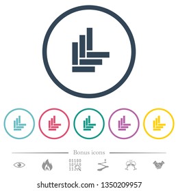 Parquet pattern flat color icons in round outlines. 6 bonus icons included.