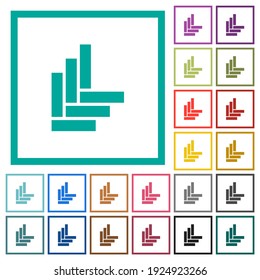Parquet pattern flat color icons with quadrant frames on white background
