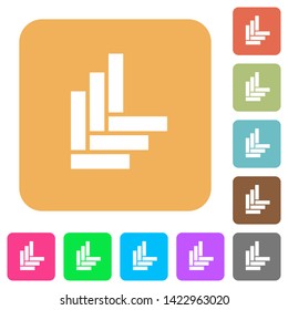 Parquet pattern flat icons on rounded square vivid color backgrounds.