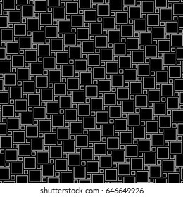 Parquet wallpaper. Repeated black checks abstract background. Seamless surface pattern design with polygons. Pythagorean tiling. Squares tessellation vector. Mosaic motif. Digital paper, web designing