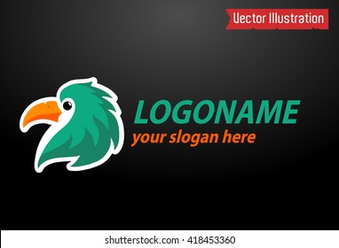 Parrot abstract logo design template. Promotional symbol for pet shop. Bird store icon concept. Colorful vector ZOO creative idea.