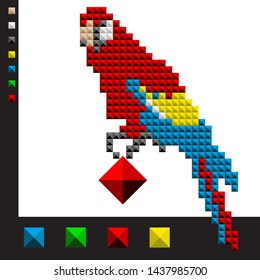 Parrot ara desktop game leisure embroidery colored square diamond mosaic set 3d tropical bird