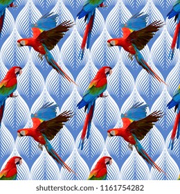 Parrot Ara Vector Seamless Pattern