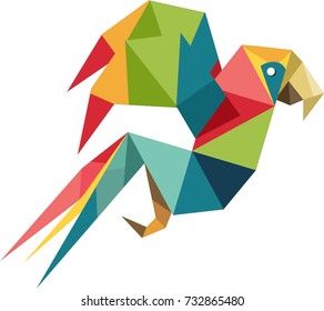 Parrot art polygonal origami vector logo design