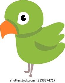 Parrot Baby Green Isolated Bird Vector