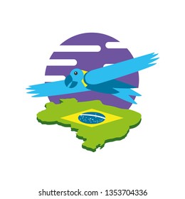 parrot bird animal with map of brazil