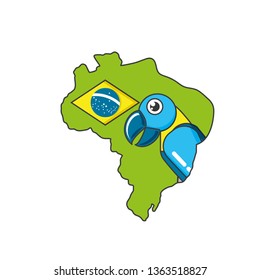 parrot bird animal with map of brazil