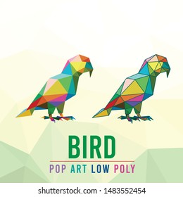 PARROT BIRD ANIMAL PET POP ART LOW POLY LINE LOGO ICON SYMBOL. TRIANGLE GEOMETRIC POLYGON