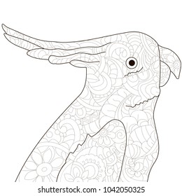 A parrot is a bird. Anti-stress coloring, vector illustration for adults.