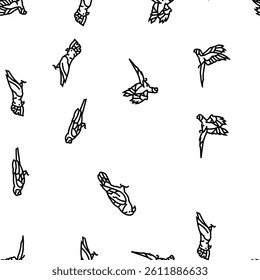 parrot bird blue animal tropical vector seamless pattern thin line illustration