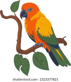 Parrot bird in cartoon style