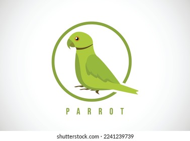Parrot bird in a circle. Parrot bird logo design template vector illustration