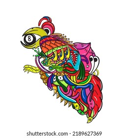 Parrot Bird Doodle art, Vector Illustration Design