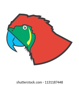 Parrot Bird Flat Icon Logo Illustration. Parrot icon vector eps10. Red parrot pfofile flat style 