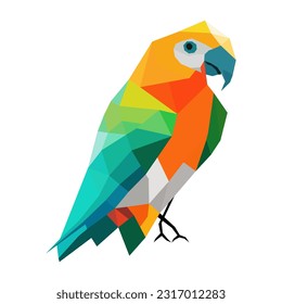 A parrot bird in geometric shape vector illustration. Polygonal bird illustration.